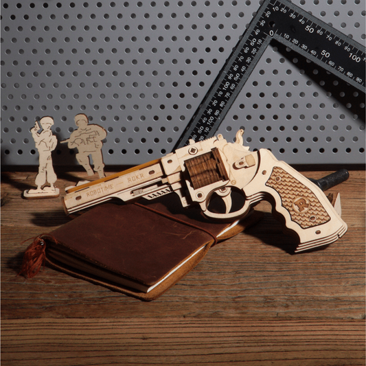 3D-Holzpuzzle - Klassischer Cowboy-Revolver | Puzzle 