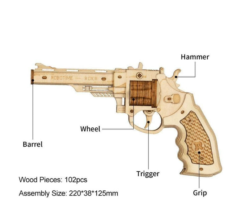 3D-Holzpuzzle - Klassischer Cowboy-Revolver | Puzzle 