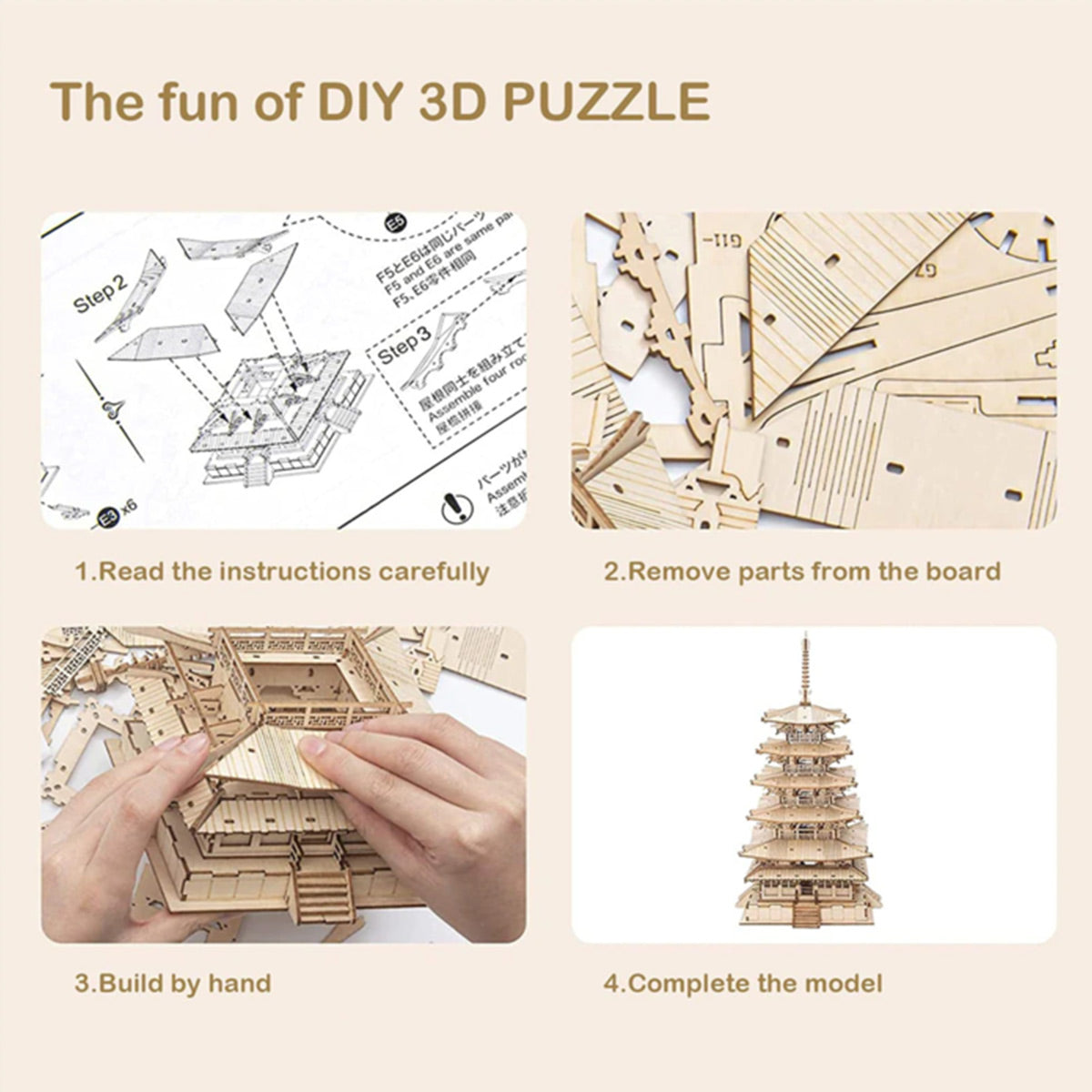 3D Wooden Puzzle - Oriental Heritage Pagoda