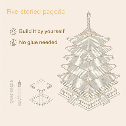 Rompecabezas de madera en 3D: Pagoda de la herencia oriental 